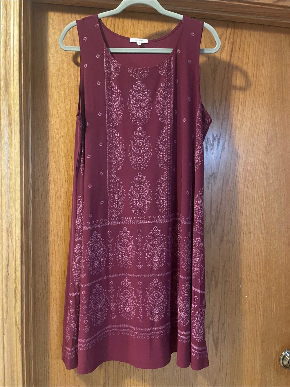 Maurices Maroon Printed Sleeveless Midi Dress L24